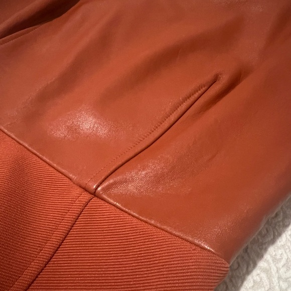 Rachel Zoe DRESS Lamb LeatherCap Short Sleeve- Women’s Size 6 Orange - Picture 2 of 13